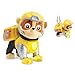 Paw Patrol Mighty Pups Rubble and Skye Figures with Light-up Badge and Paws with Bonus 12 Stickers Sheet Bundle (3 Items)