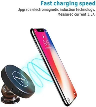 Xcomm iPhone 8 Qi Wireless Car phone charger 2-in-1 with magnetic car mount holder for iPhone 8 iPhone 8 Plus,Samsung Galaxy S6 S7 S8 and Others Qi Enabled Phones-Black