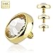 {5mm Ball} Flat Dome CZ 14 Karat Yellow Gold Internally Threaded Dermal Anchor Top (Sold Ind.)