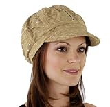 Women's Glitter Sequin Trim Newsboy Style Relaxed Fit Hat Cap