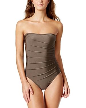 Women's Starburst Bandeau One-Piece Swimsuit (10, Bronze)