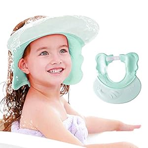 Baby Shower Cap Baby Bath Visor, Soft Hat Adjustable Waterproof Silicone Shampoo Shower Cap Protect Eye & Ear for Infants, Toddler, Kids, Children