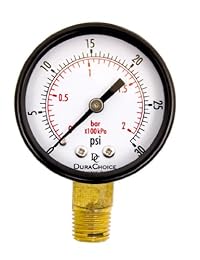 2" seco Utility Medidor de presión BLK. Acero 1 4" NPT Lower Mount, 1