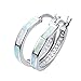 RongXing Jewelry New 925 Sterling Silver Whtie Blue Laboratory Opal Party Hoop Stud Earrings White CZ Engagement Girls Birthday Stone Earrings