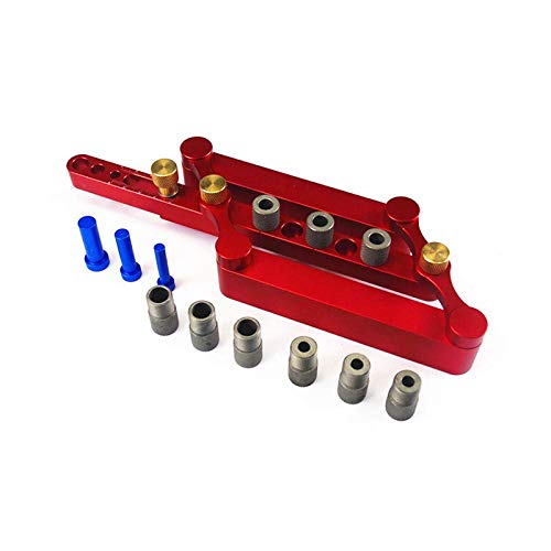 6/8/10mm Self-Centering Woodworking Doweling Jig Kit Drill Guide Wood Dowel Puncher Locator Carpentry Tools (Red)