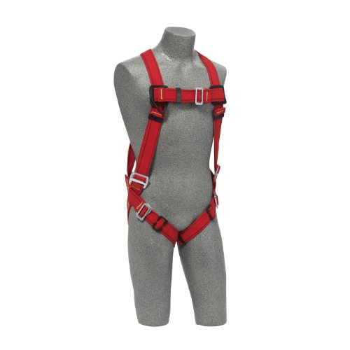 3M Protecta PRO 1191379 Fall Protection Full Body Welders Harness With Back D-Ring, Pass Thru Legs, 420 Pound Capacity, Medium/Large, Red/Black