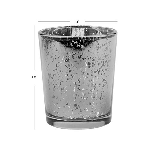 Koyal Wholesale 12Pack Antique Votive Cup, Silver Mercury Glass Candle