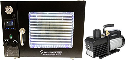 BVV 1.9 Cubic Foot Vacuum Degassing Oven - 5 Wall Heating, Touch Screen, LED's - 11 Shelves Standard (Black) with VE280 9CFM Two Stage Vacuum Pump Kit - Thumbnail 4