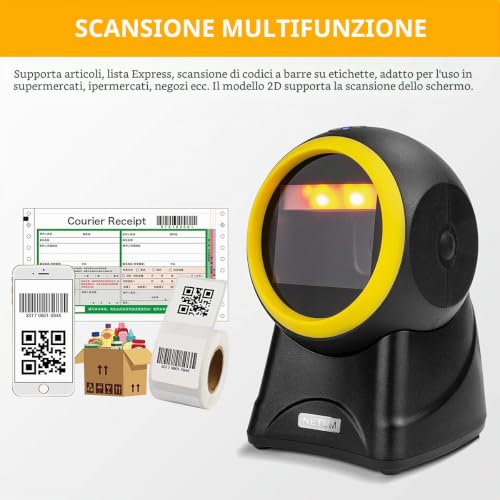 NetumScan USB Omnidirectional Barcode USB QR Handsfree Wired QR for Mobile Devices and Computers, PDF417, Data Matrix NS2055L