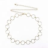 Pomeat Metal Chain Belt Circle Round O Ring Chain Belt Waist Belt for Womens - Gold