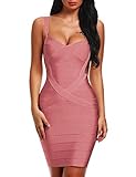 Bqueen Women's Spaghetti Strap Sexy Bodycon Bandage Dress BQ1636-1 (S, Light Coffee)