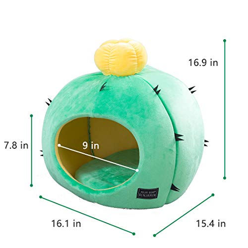 Petseek Cat Bed House with Cactus Shaped, Soft Pet Cute Cave Beds for Cats Kittens Small Dogs