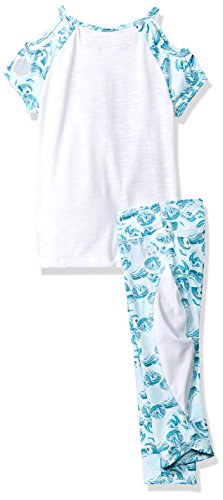 Marika Toddler Girls' Capri Sets with Headband,White/Aqua water,3T