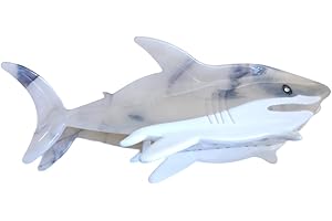 OMG DECOR Funny Big White Shark Hair Clips,Cellulose Acetate Hair Clips,Big Claw Clips for Girl,Hair Accessories,Beige