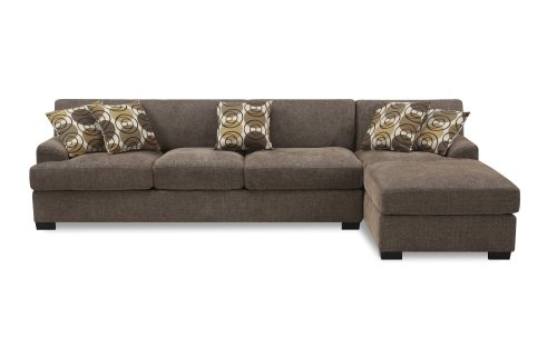 Bobkona Poundex Benford Collection Faux Linen Chaise Sofa, 2-Piece, Slate