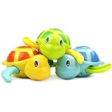 Set of 3 Float Pool Wind Up Baby Bath Toys Swimming Tub Bathtub Cute Swimming Turtle Toys for Boys Girls Blue Orange Green