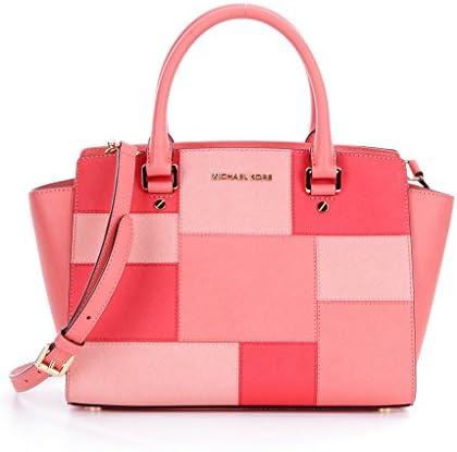Womens MK Selma Patchwork Medium Satchel pink grapefruit