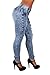 Style G675– Colombian Design, Butt Lift, Levanta Cola, Ripped Skinny Jeans in Washed M. Blue Size 5