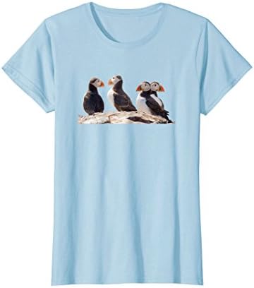 Womens Puffin Pairs Facing Opposite Directions T-shirt Medium Baby Blue