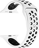 Yearscase Apple Watch Band 42MM, Soft Silicone Replacement Band for Apple Watch Series 3, Series 2, Series 1, Sport , Edition, M/L Size - White / Black