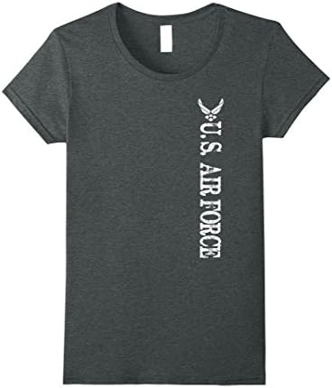 Womens USAF Air Force with Distressed Wings Logo Military T-Shirt Small Dark Heather