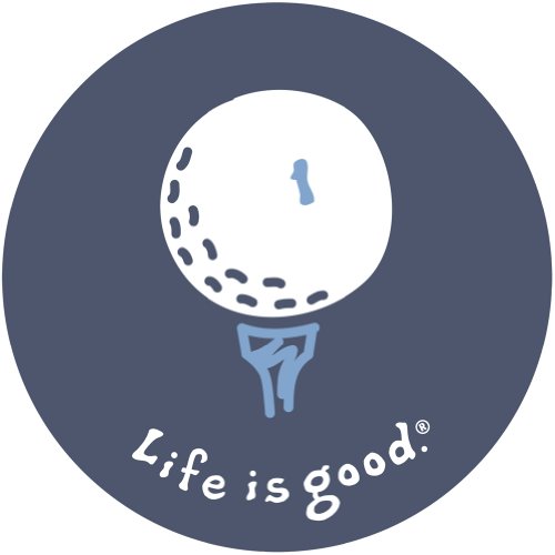 Buy Life is good. 4" Sticker Golf Ball Icon True Blue Online at