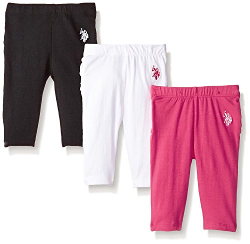 U.S. Polo Assn. Baby Girls' 3 Pack Jersey Spandex Legging Pant, Medium Pink, 6/9 Months U.S. Polo Assn. Baby Girls' 3 Pack Jersey Spandex Legging Pant, Medium Pink, 6/9 Months