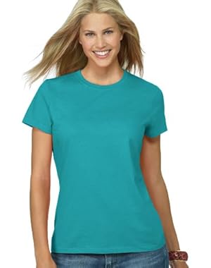 Hanes Womens 4.5 oz., 100% Ringspun Cotton nano-T T-Shirt (SL04)- TEAL,XL
