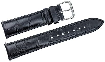 22mm Black Leather Watch Band Replacement for Men’s Mid-Range Watches (Spring Bars Included)