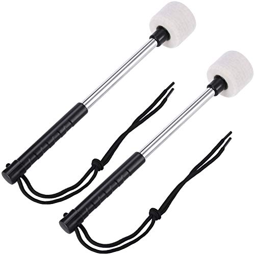 ZHU YU CHUN 13.5 Inch Bass Drum Mallet Felt Head Percussion Mallets Timpani Sticks with Stainless Steel Handle (Pack of 2)