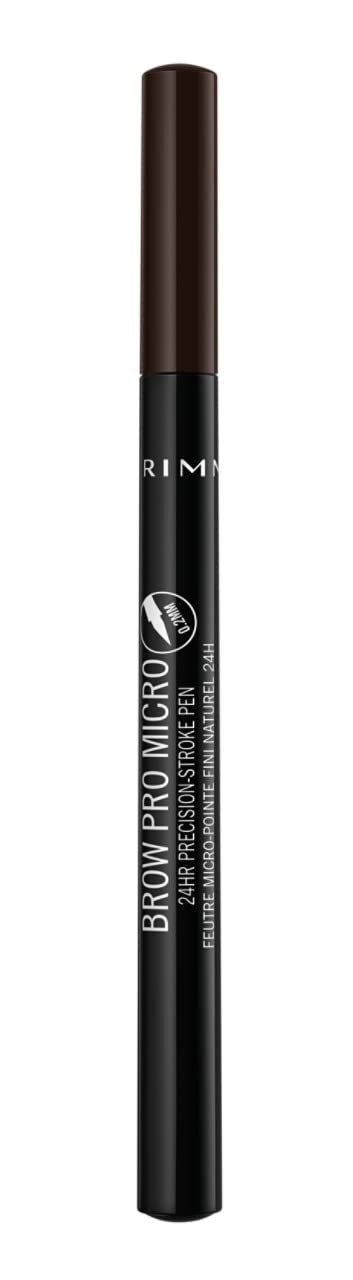 Rimmel London Brow Pro Micro 24HR Precision-Stroke Pen, Microfilling Felt Tip, Dark Brown, 1 ml