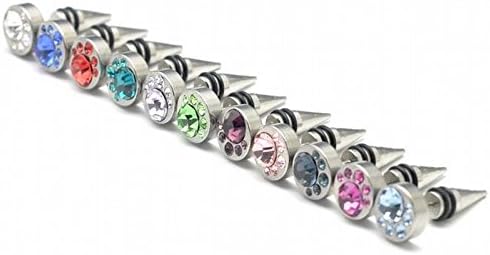 Stainless Steel Earrings Pierced Ear Studs Paw Print Crystal Jewelry Earring Nickel Free (Green)