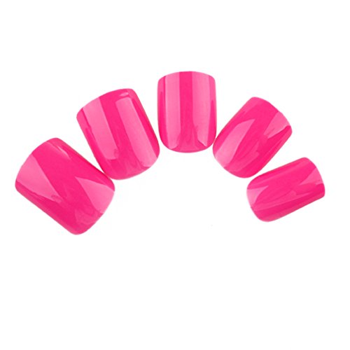 Elite99 Color False Nails Tips Press On Manicure Fashion Design Short Length No Need Glue Hot Pink
