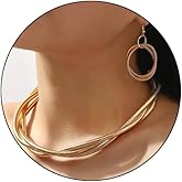 Mexegy Chunky Layered Wrapped Necklace Earring Set for Women,Triple Snake Bone Twisted Statement Collarbone Choker,Personalized Fashion Jewelry Accessories Gift