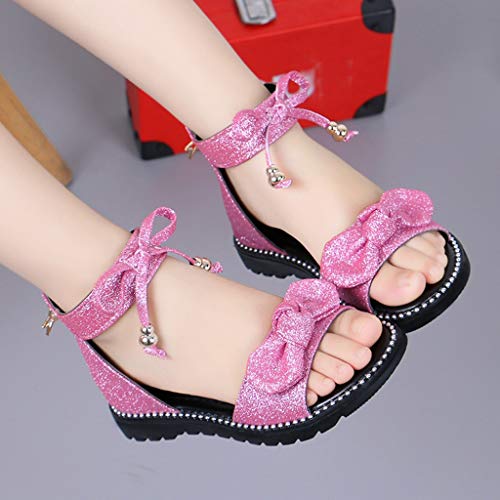 Alimao Kids Girls Casual Shoes Summer Sandals,Bowknot Bling Sequins Princess Shoes Classic Refined Sequins Princess Shoes Casual Shoes Size 27-37