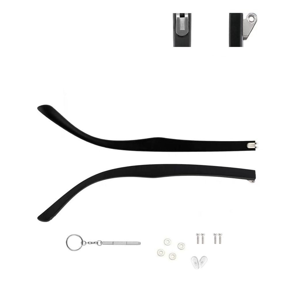 Photo 1 of 1 Pair Black Glasses Arm Replacement Glasses Legs Replacement Eyeglass Arms Replacement Accessories with Screws, Washers, Screwdrivers, Nose Pads (6mm)