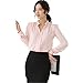 Women's Long Sleeve Casual Shirt V Neck Chiffon Blouse Tops