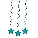 Unique Industries, Hanging Star Decorations, 26 Inches, Party Supplies - Teal, Pack of 3