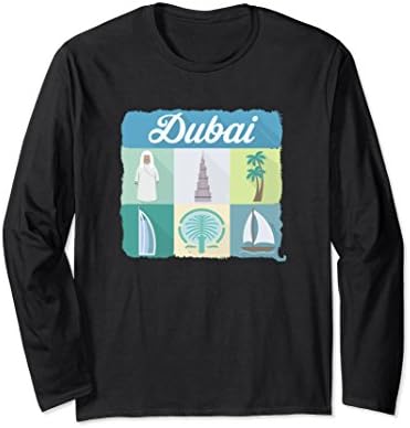 Unisex Visit Dubai Symbols City Journeys Travel Long Sleeve Shirt Small Black