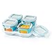 OXO Tot Glass Baby Blocks Food Storage Containers with Silicone Sleeves, Aqua, 4 oz