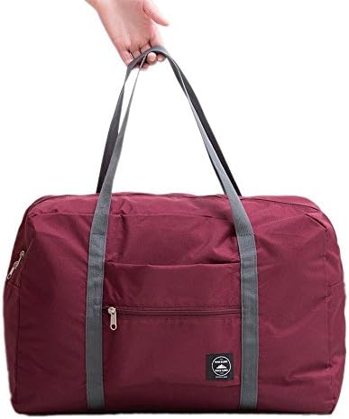 Travel Lightweight Waterproof Foldable Storage Tote Bag Trip Carry Luggage Handbag Wine Red