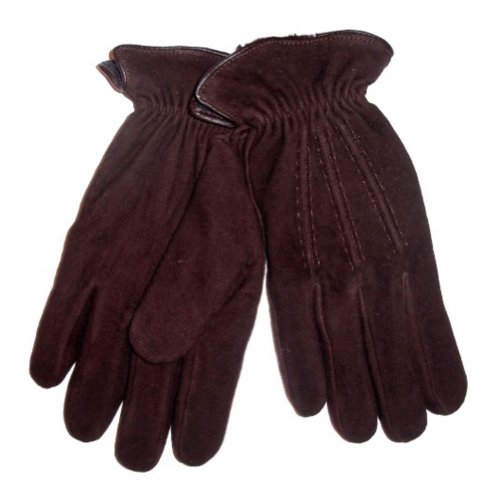 Merona Mens Brown Suede Leather Gloves Fleece & Thinsulate Lined