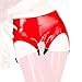 EXLATEX Black Latex Rubber Garter Suspender Belt with Clips (Large, Red)
