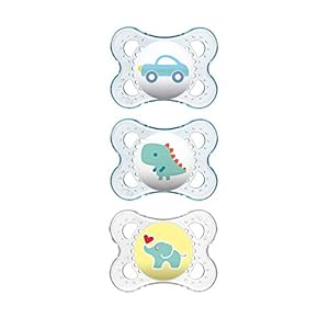 MAM Original Baby Pacifier, Nipple Shape Helps Promote Healthy Oral Development, Curved Shield to Protect Skin,Clear/Boy…