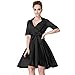 Heroecol Womens Vintage 1950s Dresses Cross V Neck Short Sleeve 50s 60s Style Retro Swing Cotton Dress
