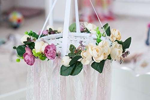 Boho Baby Mobile Flower Dreamcatcher Nursery Crib Mobile Floral Chandelier Baby Girl Shower Mom to be Gift Diam 8 inces(20 cm) - Thumbnail 5