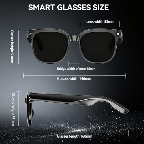 AI Smart Glasses with Camera,8MP Camera Glasses,1080P Anti-Shake Video Recording Glasses, Real Time Translation,AI Voice Assistant,Object Recognition,Bluetooth Sunglasses for Men Women (Photochromic)