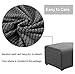 Argstar Jacquard Ottoman Covers Slipcover Rectangle for Living Room, Stretch Slipcover for Ottoman, Elastic Ottoman Slip Cover, Dark Grey Folding Storage Stool Furniture Protector (Small, Dark Gray)