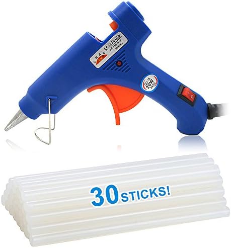 Hot Glue Gun with 30pcs Glue Sticks, Moovlife Mini Professional High Temperature Melting Glue Gun Kit for DIY Small Craft Projects&Sealing and Quick Repairs(20W, Blue)