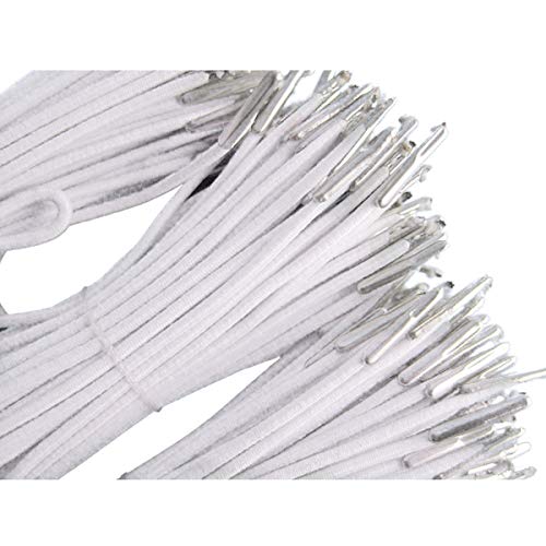 DLOnline 100Pcs 2mm Elastic Barbed Cord Stretch Round String with Silver Dual Metal Barbs for Mask Making, Binding, Hanging（30cm，White） - Thumbnail 2